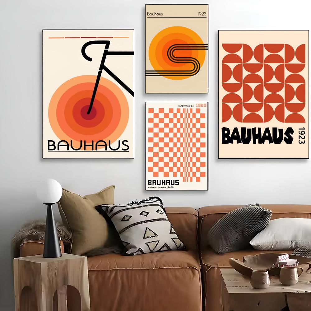 Home.Cinema Orange - Pintura Geométrica Abstracta Naranja Bauhaus-S, Caligrafía