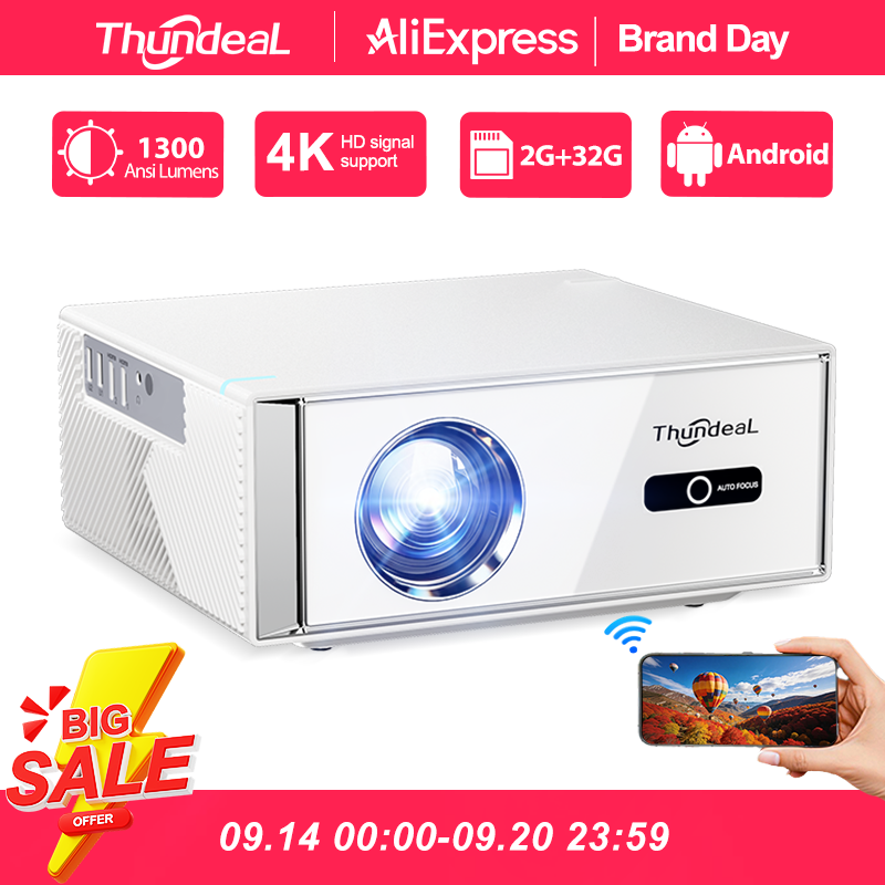 Home Cinema Mini - Proyector ThundeaL TD95W 4K Full HD
