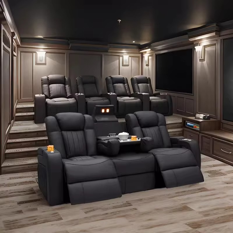 Home Cinema Sofa - Juego de Sofás Reclinables de Cuero,